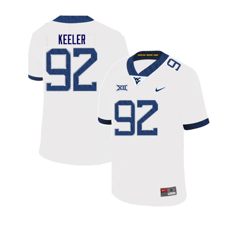 Men #92 Caydan Keeler West Virginia Mountaineers College Football Jerseys Sale-White - Click Image to Close